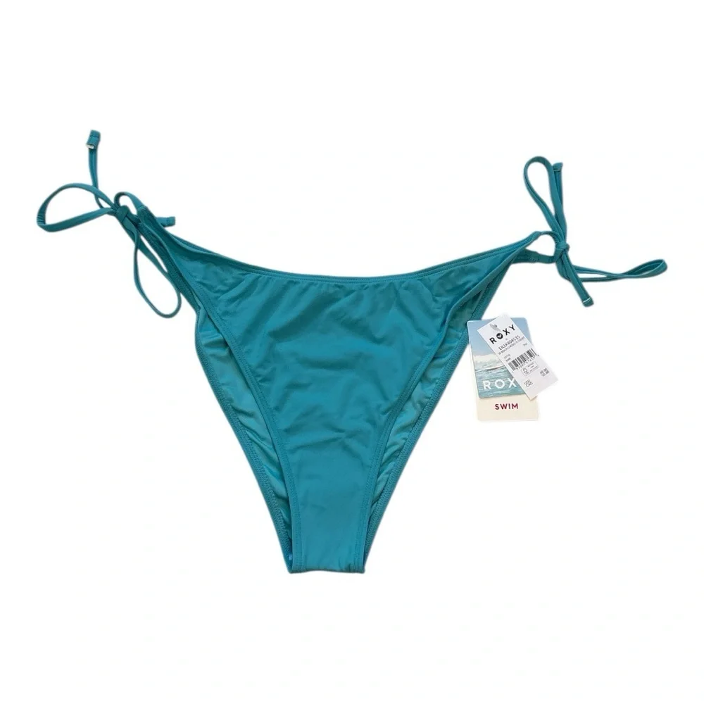 Roxy Womens SD Beach Classics Tie Side Cheeky Bikini Bottom Maui Blue Large XL